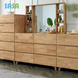 로레나 고무나무원목 와이드서랍장+1100거울