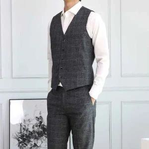[하프클럽/]남자 그레이 체크 봄가을 정장 조끼