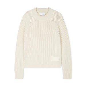 [아미][정상가:725,000원] 아미 여성 로고 패치 아이보리 니트 FKS024 KN0031 185