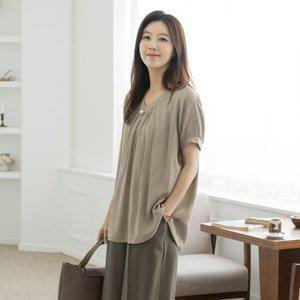 엄마옷 마담4060 사닝진주린넨블라우스-ZBL2505037-