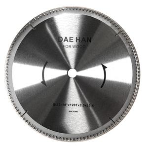 DAEHAN 대한 팁쇼 목공용 14인치x120Tx3.0 355mm 120날 목재용 원형 톱날 그라인더 절단날 팁쏘