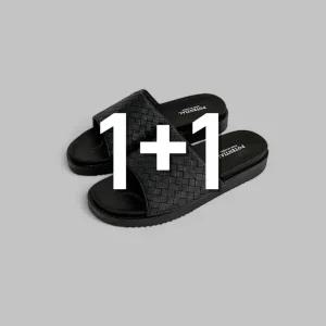 [노프라브럼]1+1 남자 남성 키높이 가죽 뮬 슬리퍼 1컬러