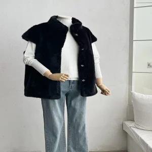 [하프클럽/]토델란 하이넥 윈터 여성 fur 밍크 조끼 숏슬리브