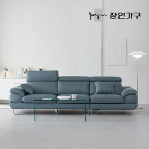 장인가구 베스테 천연면피 가죽 4인 소파