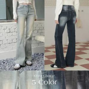 [숏/롱] 옆 절개 롱 부츠컷 데님 팬츠/5color/부츠컷진/여성청바지