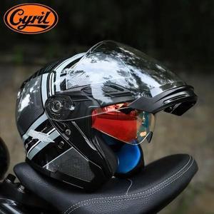 라이더경량헬멧 헬맷 CYRIL 오픈 페이스 헬멧 듀얼 렌즈 하프 오토바이 바이크 오프로드 레이싱 자외선 차