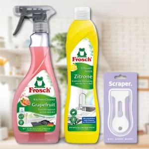 프로쉬 인덕션 스크럽 세정제 레몬 500ml(+스크래퍼)+자몽 기름때 클리너 500ml 주방 청소 다목적