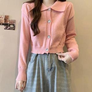 [MENOXQ88_4A]가을 빅카라 크롭 가디건 외출 데일리 자켓