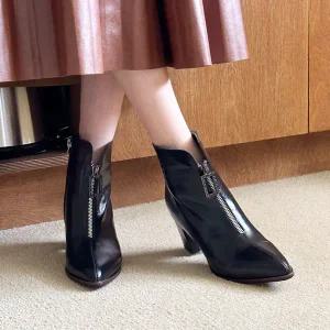 [롯데백화점]원더슈즈 천연소가죽 프리미엄 유니스크 컴포트 미끄럼방지 펌프스 앵클부츠 7CM B-727