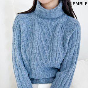 호도론 목폴라 목티 터틀넥 니트 티 긴팔 여자 여성 겨울 꽈배기 컬러 베이직 데일리 일상