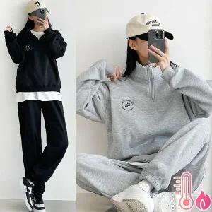 [하프클럽/]기모 카리지 반집업 조거세트 트레이닝세트 반집업 조거팬츠 겨