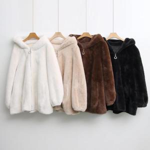 여자 후드 퍼 부드러운 집업 후드 캐주얼 겨울 자켓