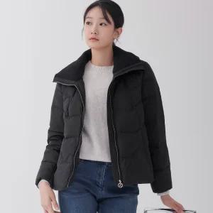 [지센] (2컬러) 나일론 니트카라 집업 덕다운 경량패딩 LCLWOA28