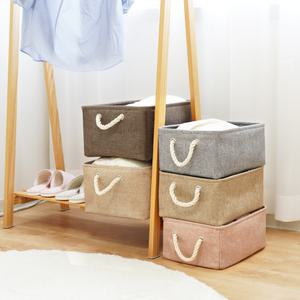로프핸들 패브릭 수납바구니 리빙박스 소형 5color