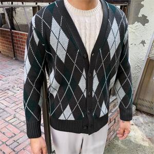 [하프클럽/게리오]트렌디하게 들어간 아가일 패턴 가디건