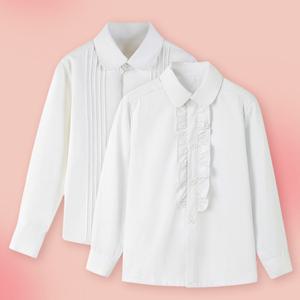여아 흰색 셔츠 라운드카라 러블 주름 연주회 행사 콩쿨 셔츠