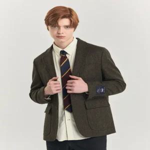 [24FW] HZJA4D404K2 MOON TWEED 카키 헤링본 트위드 울 자켓