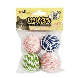 캣닢향 솔솔 고양이 소리나는 페이퍼로프 공 4p 1개-W90F735