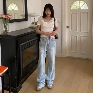 [옷자락]여자 여름 데일리 캐주얼 워싱 연청 진청 데님팬츠_P363230450