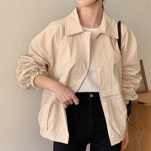 [옷자락]여자 봄 나일론자켓 블루종 빅포켓 카라넥 야상 점퍼