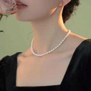 멜루스 베이직 담수 진주 여성 심플 못난이 진주 목걸이