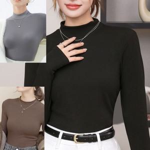 여성반목티 실크모달 하프넥 반목폴라티셔츠 이너기본티 모달실켓슬림티 미드레이어드