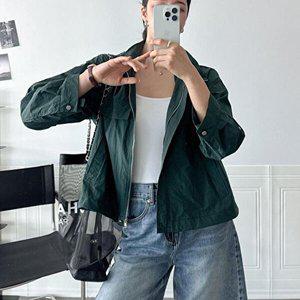 [신상오픈런]|CSJ61CB|딥그린 블루종바람막이 롤업 후드집업 여성점퍼