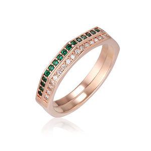 [엘르주얼리] 14K GOLD PLATED 그린 앤 화이트 레이어드 반지 2종 세트 ELBRWR141