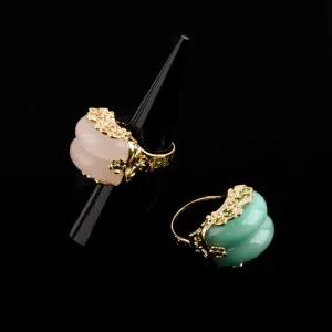 여자 전통 가락지 장신구 금색 키치룩 옥 한복 반지