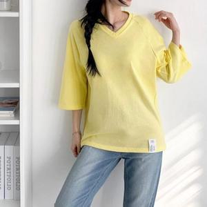 여성 브이넥 박스 롱티 7부소매 맨투맨 (TRT-951)