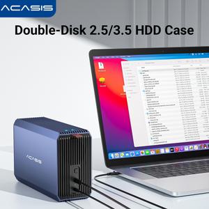 Acasis 36 TB 2.5/3.5 인치 듀얼 베이 외장형 하드 드라이브 인클로저 어레이 캐비닛 SATA 하드디스크 어레