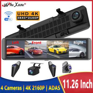 룸미러 블랙박스 4CH 대시 11 26 인치 4K WIFI 후면보기 미러 카메라 비디오 레코더 자동차 DVR ADAS BSD 야간 투시경 24H 주차 모니터