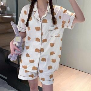 6종 파자마 반팔 체크 셔츠 카라 잠옷