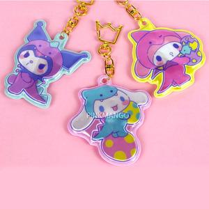 산리오 안전반사 라이트 키링 라이팅 기능 이름표 열쇠고리 가방고리 선택