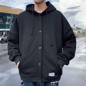 남성 스트릿룩 앞단추 캐주얼 아우터 기모 후드 점퍼