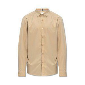 [버버리] 자수 로고 포플린 긴소매 셔츠 베이지 8066622