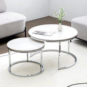 [공간미가구]세라믹 트윈 소파 테이블 500+700 원형 카페 거실