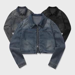 여성 청자켓  봄자켓 오버핏 숏 박시 크롭 흑청자켓