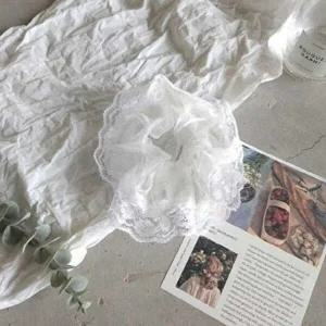 여리여리 꽃 레이스 오간자 곱창밴드 화이트-WFFQL9R