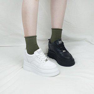[디아]폰드 올화이트 블랙 스탠딩화 키높이 통굽 스니커즈 9cm
