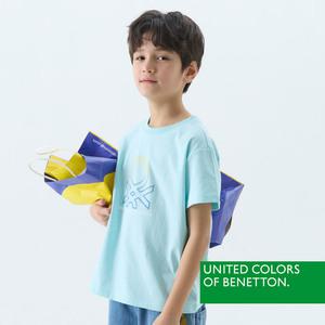 [베네통] 베네통 키즈 공용 반팔티셔츠 민트 BNKTS5M16T