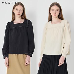 스퀘어넥 셔링 블라우스