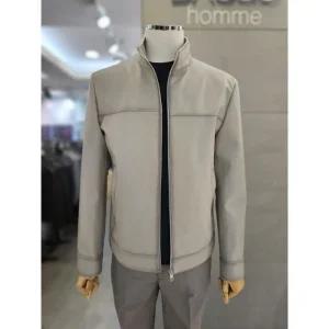 [바쏘옴므]바쏘옴므 세이브존03 바쏘옴므 25 라이트그레이 핸드 오일브러시 비건레더 블루종점퍼 WSAGZ5UA2