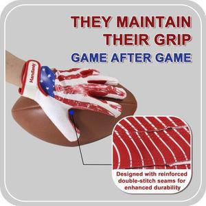 HANDLANDY 청소년 미식축구 장갑 남아 여아용 용 끈끈한 와이드 수신기 주니어 플래그 축구