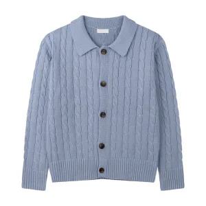 남자 베이직 카라 케이블 꽈배기 니트 가디건 GN5-CA-Q006-소라