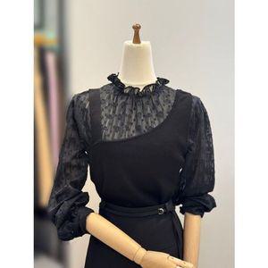 [갤러리아] ab.f.z 프릴 하이넥 퍼프소매 시스루 블라우스 ACZ5HB45G