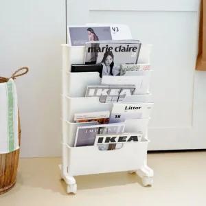 베이직 북트롤리 5단 공부방 이동식 북카트 책꽂이 틈새 트롤리