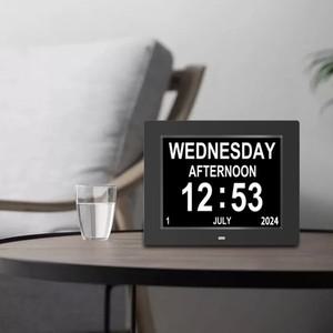 4가지 알람 옵션 및 10개 언어 사진 프레임 미디어 대형 치매 알츠하이머 시계를 갖춘 7인치 디지털 달력