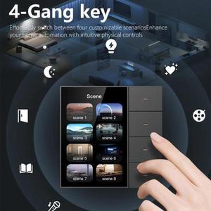 B64CTuya Zigbee 3.5 인치 스마트 벽 스위치 스크린 4 그룹 8 방향 장면 레이더 센서 디밍 홈 B