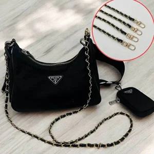 가방 체인 줄 블랙 가죽 끈 스트랩 핸들 손잡이-WFHO1F1